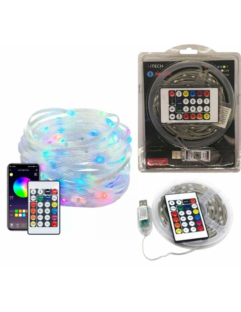 Tira Led Aitech RGB USB Con Control Remoto (NO ADHESIVA) AILD113065M