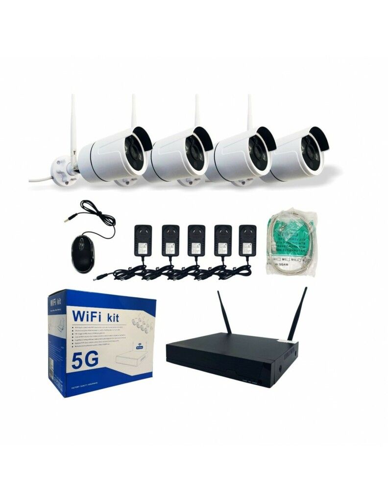 Kit 4 Cámaras Inalámbricas NVR WIFI HD 1080P CCTV Exterior / Interior EC100474