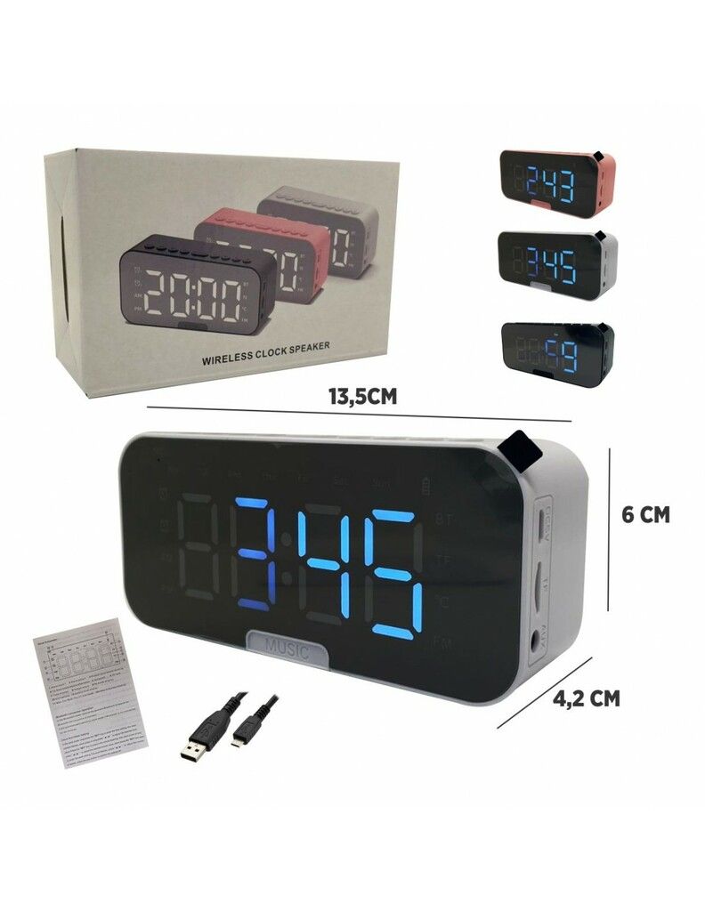 Reloj Despertador Parlante Bluetooth Recargable EC100461 - Imagen 2