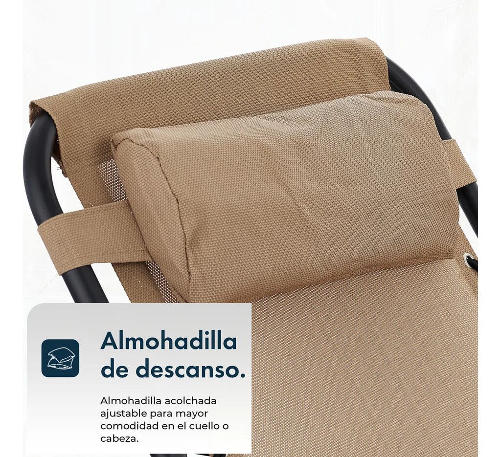 Reposera / Sillon Garden Life Gravedad Cero Con Apoya Vasos - Imagen 2