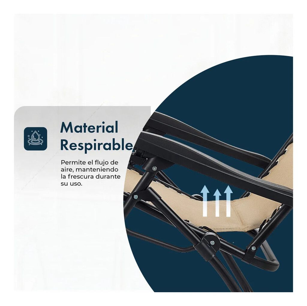 Reposera / Sillon Garden Life Gravedad Cero Con Apoya Vasos - Imagen 3