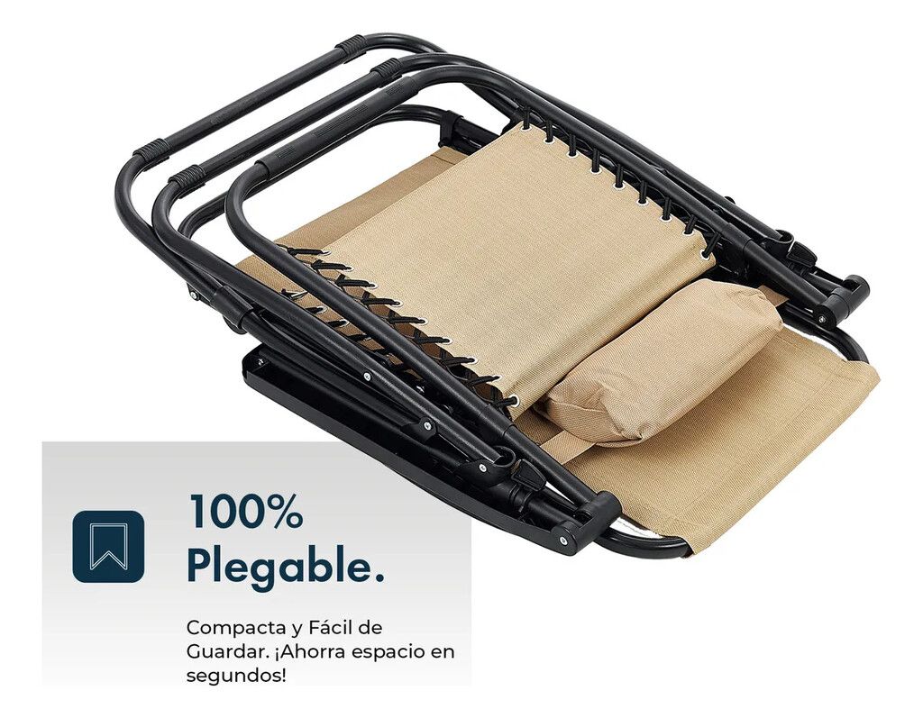 Reposera / Sillon Garden Life Gravedad Cero Con Apoya Vasos - Imagen 4