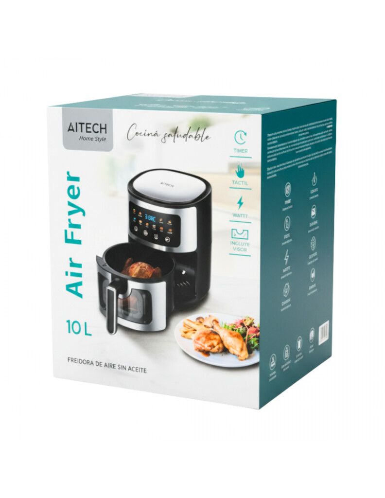 Freidora De Aire Aitech Digital 10 Modos Tactil1400W 10L AIHG251266N - Imagen 2