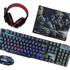 Kit Gamer Teclado, Mouse, Auricular Y Mouse Pad Global