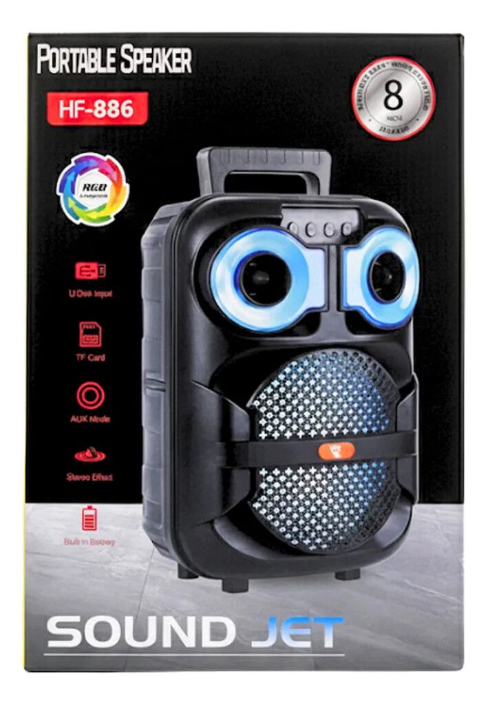 Parlante 8'' Bluetooth Con Luz Led RGB HF-886 EC100774 - Imagen 2