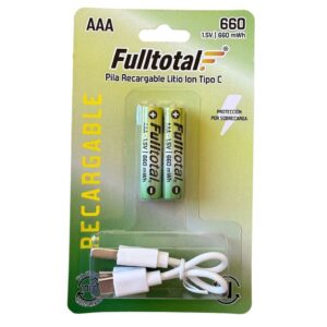 Pila AAA 660 mWh 1.5V Recargable USB-C FULLTOTAL Blister x2