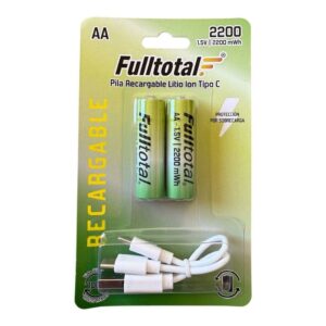 Pila AA 2200 1.5V mWh Recargable USB-C FULLTOTAL Blister x2