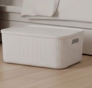 Canasto Organizador Simil Rattan Con Tapa 36.5x26cm